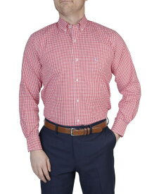 【送料無料】 テーラーバード メンズ シャツ トップス Mini Gingham Cotton Stretch Long Sleeve Shirt Red