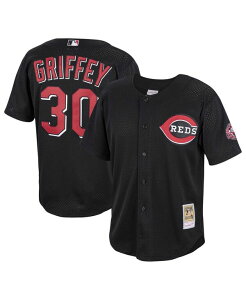 �~�b�`�F��&�l�X �����Y �g�b�v�X �V���c ���b�V�� �W���[�W�[ Mitchell & Ness Men's Ken Griffey Jr. Black Cincinnati Reds Cooperstown Collection Mesh Batting Practice Button-Up Jersey Black �u���b�N