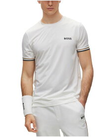 【送料無料】 ヒューゴボス メンズ Tシャツ トップス Men's Matteo Berrettini Signature Stripe Crew-Neck T-shirt White