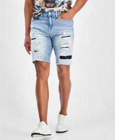 【送料無料】 ゲス メンズ ハーフパンツ・ショーツ ボトムス Men's Logan Slim-Fit Destroyed Denim Shorts Alchemy Blue