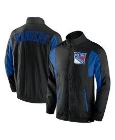 【送料無料】 ファナティクス メンズ ジャケット・ブルゾン ウィンドブレーカー アウター Men's Black New York Rangers Step Up Crinkle Raglan Full-Zip Windbreaker Jacket Black