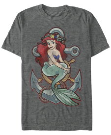 【送料無料】 フィフスサン メンズ Tシャツ トップス Disney Men's The Little Mermaid Ariel Vintage Anchor Tattoo Style Short Sleeve T-Shirt Charcoal H