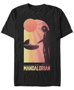 �t�B�t�X�T�� �����Y �g�b�v�X T�V���c Fifth Sun Men's Star Wars The Mandalorian The Child Sunset Meeting Short Sleeve T-shirt Black �u���b�N
