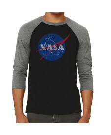 【送料無料】 エルエーポップアート メンズ Tシャツ トップス Nasa Men's Raglan Word Art T-shirt Gray