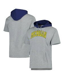 【送料無料】 ミッチェル&ネス メンズ パーカー・スウェット フーディー アウター Men's Heather Gray Michigan Wolverines Postgame&nbsp;Short Sleeve Pullover Hoodie Heather Gray