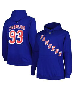 �v���t�@�C�� �����Y �A�E�^�[ �p�[�J�[�E�X�E�F�b�g �g�[�� �p�[�J�[ Profile Men's Mika Zibanejad Blue New York Rangers Big and Tall Name and Number Pullover Hoodie Blue �u���[