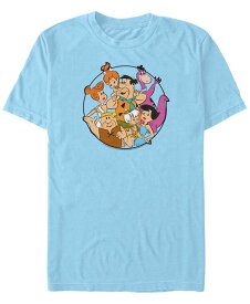 【送料無料】 フィフスサン メンズ Tシャツ トップス Men's The Flintstones Circle Flintstone Short Sleeve T-shirt Light Blue