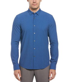 【送料無料】 ペリーエリス メンズ シャツ トップス Men's Slim-Fit Stretch Diamond Geo-Print Button-Down Shirt Blue Quartz
