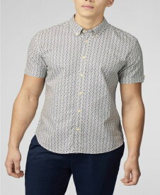 【送料無料】 ベンシャーマン メンズ シャツ トップス Men's Geo Wave Print Short Sleeve Shirt Blue Denim
