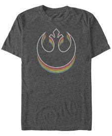 【送料無料】 フィフスサン メンズ Tシャツ トップス Star Wars Men's Classic Retro Rainbow Layered Rebel Logo Short Sleeve T-Shirt Charcoal Heather