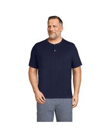 【送料無料】 ランズエンド メンズ Tシャツ トップス Big & Tall Short Sleeve Super-T Henley T-Shirt Radiant navy