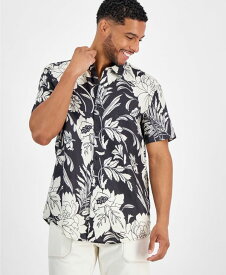 【送料無料】 ゲス メンズ シャツ トップス Men's Island Botanical-Print Button-Down Linen Shirt Cypress Palm