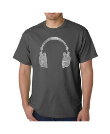 【送料無料】 エルエーポップアート メンズ Tシャツ トップス Mens Word Art T-Shirt - Headphones - 63 Genres of Music Gray
