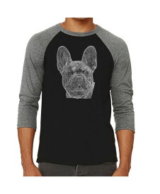 【送料無料】 エルエーポップアート メンズ Tシャツ トップス Men's Raglan Word Art T-shirt - French Bulldog Gray