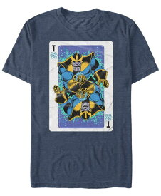 【送料無料】 フィフスサン メンズ Tシャツ トップス Marvel Men's Comic Collection Thanos Playing Cards Short Sleeve T-Shirt Navy Heath