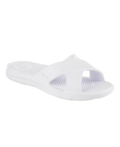 g[c fB[X V[Y T_ Totes Women's Molded Cross Slide Sandals with Everywear White zCg
