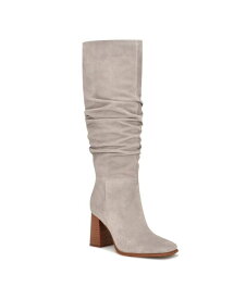 【送料無料】 ナインウェスト レディース ブーツ・レインブーツ シューズ Women's Domaey Stacked Block Heel Dress Regular Calf Boots Gray Suede