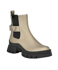 QX fB[X V[Y u[cECu[c `FV[ u[c GUESS Women's Hensly Lug Sole Side Gore Chelsea Booties Pewter- Faux Leather- Polyurethane Textile s[^[