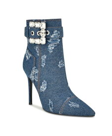 【送料無料】 ナインウェスト レディース ブーツ・レインブーツ シューズ Women's Fabrica Pointy Toe Stiletto Dress Booties Dark Blue Denim - Textile