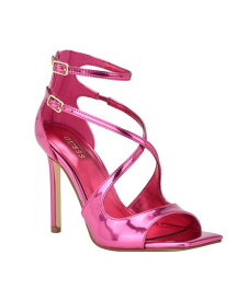 【送料無料】 ゲス レディース サンダル シューズ Women's Sella Open Toe Cross Strap Single Sole Heels Pink Mirror Metallic - Manmade