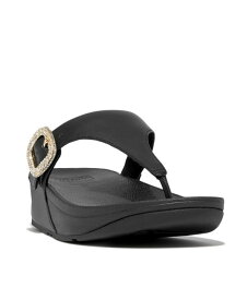 【送料無料】 フィットフロップ レディース サンダル シューズ Women's Lulu Crystal-Buckle Leather Toe-Post Sandals Black
