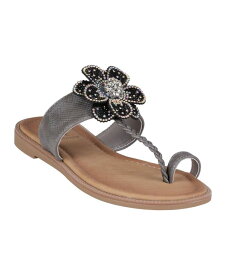 【送料無料】 ジーシーシューズ レディース サンダル シューズ Women's Blossom Embellished Flower Toe Ring Slip-On Flat Sandals Pewter