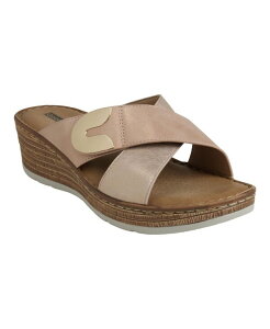 W[V[V[Y fB[X V[Y T_ GC Shoes Women's Demi Cross Strap Hardware Slip-On Wedge Sandals Blush ubV