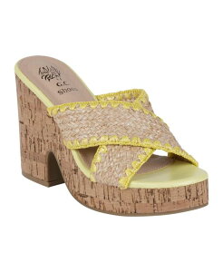 �W�[�V�[�V���[�Y ���f�B�[�X �V���[�Y �T���_�� �v���b�g�t�H�[�� �q�[�� GC Shoes Women's Elsa Woven Cork Heel Platform Sandals Yellow �C�G���[