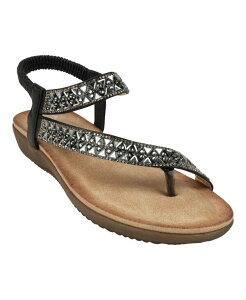 �W�[�V�[�V���[�Y ���f�B�[�X �V���[�Y �T���_�� �A�V�����g���[ GC Shoes Women's Reille Jeweled Asymmetrical Flat Sandals Black �u���b�N