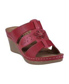 【送料無料】 ジーシーシューズ レディース サンダル シューズ Women's Spring Triple Band Flower Wedge Sandals Red