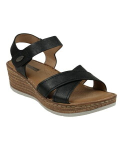【送料無料】 ジーシーシューズ レディース サンダル シューズ Women's Vienna Cross Strap Stay-Put Slingback Wedge Sandals Black