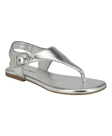 【送料無料】 カルバンクライン レディース サンダル シューズ Women's Moraca Round Toe Flat Casual Sandals Silver - Manmade