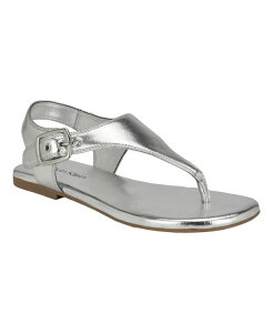 �J���o���N���C�� ���f�B�[�X �V���[�Y �T���_�� Calvin Klein Women's Moraca Round Toe Flat Casual Thong Sandals Silver - Manmade �V���o�[