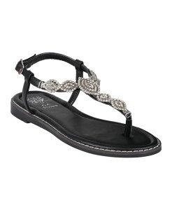 �W�[�V�[�V���[�Y ���f�B�[�X �V���[�Y �T���_�� GC Shoes Women's Cali Embellished T Strap Flat Sandals Black �u���b�N