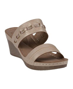 W[V[V[Y fB[X V[Y T_ GC Shoes Women's Mariah Double Band Slip-On Wedge Sandals Natural