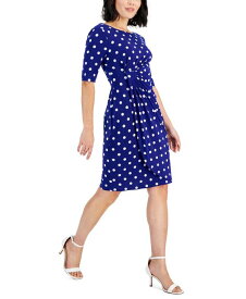 【送料無料】 コネクテッド レディース ワンピース トップス Petite Dot-Print Side-Tab Sheath Dress Deep Coblt