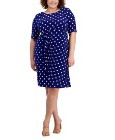 【送料無料】 コネクテッド レディース ワンピース トップス Plus Size Dot-Print Side-Tab Sheath Dress Dcl