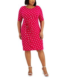 【送料無料】 コネクテッド レディース ワンピース トップス Plus Size Dot-Print Side-Tab Sheath Dress Nfa