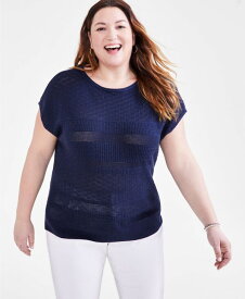 【送料無料】 スタイルアンドコー レディース ニット・セーター アウター Plus Size Dolman-Sleeve Sweater Industrial Blue