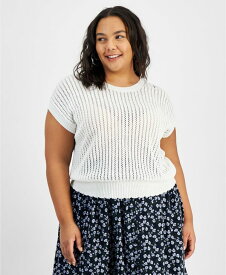 【送料無料】 アンドノウディス レディース ニット・セーター アウター Trendy Plus Size Short-Sleeve Crocheted Sweater Calla Lilly