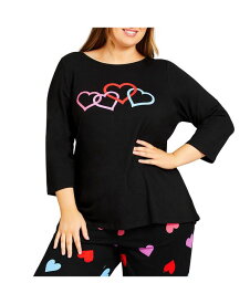 【送料無料】 アベニュー レディース ナイトウェア アンダーウェア Plus Size Heart Print Top Black