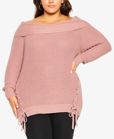 【送料無料】 シティーシック レディース ニット・セーター アウター Plus Size Intertwine Sweater Pink