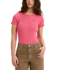 【送料無料】 リーバイス レディース シャツ トップス Women's Slim Fit Honey Ribbed Logo T-Shirt Mesa Rose