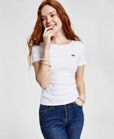 【送料無料】 リーバイス レディース シャツ トップス Women's Slim Fit Honey Ribbed Logo T-Shirt White