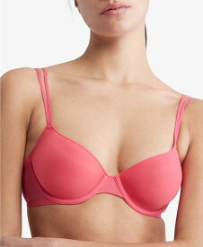 【送料無料】 カルバンクライン レディース ブラジャー アンダーウェア Women's Sheer Marquisette Lightly Lined Demi Bra QF6068 Cerise Lipstick