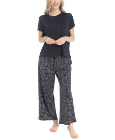 【送料無料】 ムクルクス レディース ナイトウェア アンダーウェア Women's 2-Pc. Short-Sleeve Pajamas Set Black Floral