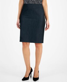 【送料無料】 アンクライン レディース スカート ボトムス Women's Dressy Denim Back-Zip Pencil Skirt Navy Combo