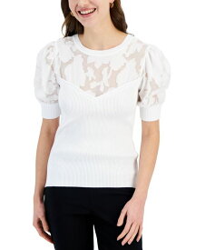 【送料無料】 ティー・タハリ レディース シャツ トップス Women's Lace-Yoke Puff-Sleeve Sweater White Star