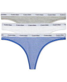 【送料無料】 カルバンクライン レディース パンツ アンダーウェア Women's 3-Pk. Modern Logo Low-Rise Thong Underwear QD5209 Sophie Stripe_dazzling Blue/white/grey Heather