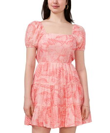 【送料無料】 ワンステイト レディース ワンピース トップス Women's Printed Puff-Sleeve Fit & Flare Dress Rose Gauze
